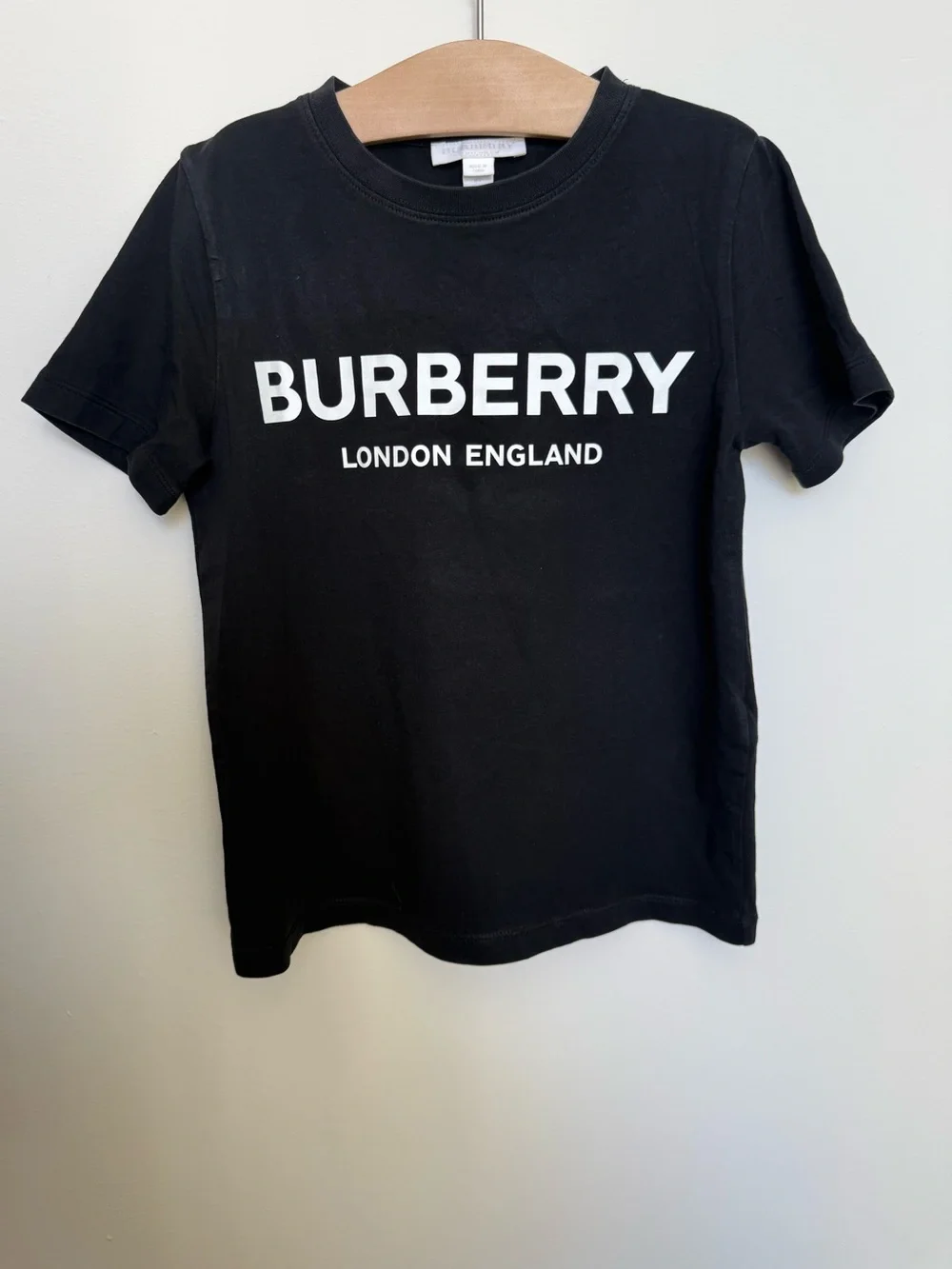 Burberry Black Kids Logo Tee with White Text